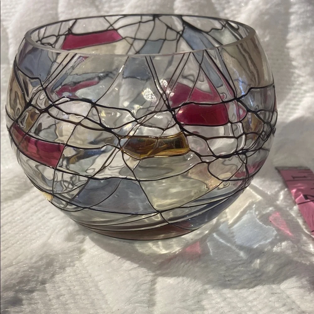 PartyLite Stained Glass Candle Holder - Red, Gold, Black - Picture 4 of 12